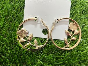 Forever 21 Rose Hoop Earrings