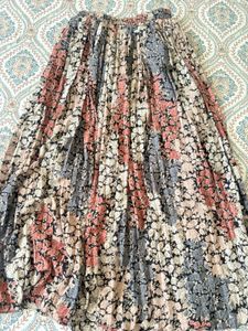 Floral Print Pleated Maxi Skirt