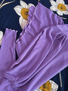 Purple Asymmetrical Long Sleeve Top