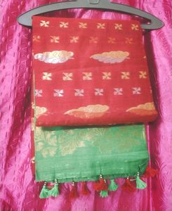 Red & Green Decorative Saree