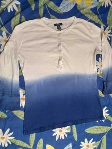 Ombre Henley Long Sleeve Top