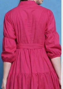 Maroon Tiered Midi Dress