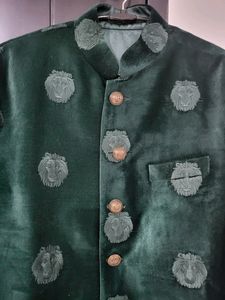 Men Sherwani Green Indo-Western Jacket 36inch
