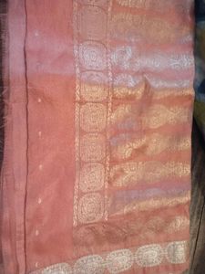 Peach Saree with Gold Detailing