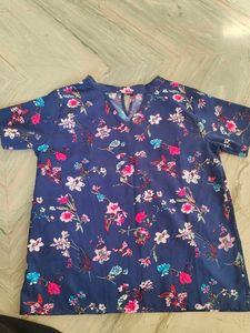 Floral Print Blue Top