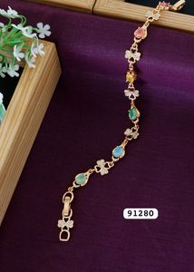 Elegant Gold-Tone Gemstone Bracelet