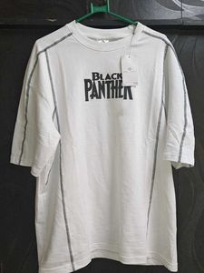 MENS BLACK PANTHER PRINTED OVERSIZED GRAPHIC TEE