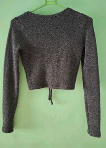 Chic Gray Ruched Crop Top