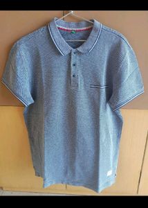 Branded Blue Patterned Polo T-Shirt