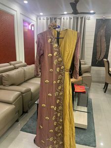 Mustard Brown A LINE INDO WESTERN OUTFITS