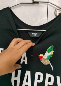 Black Happy Day Crop Top