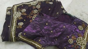 Full Net Saree With Blouse Design