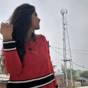 winter Red Long Sleeve Top