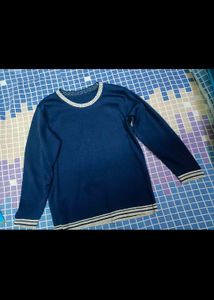 Navy Blue Embellished Pullover Sweater
