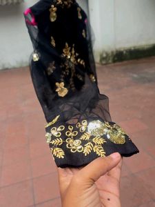 Elegant Black &amp; Gold Embellished Blouse