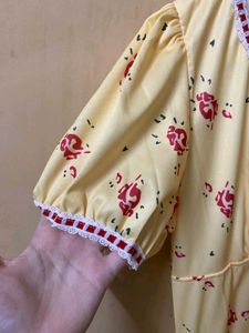 Yellow Floral Midi Dress