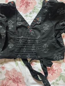 Black Patterned Blouse - Size M