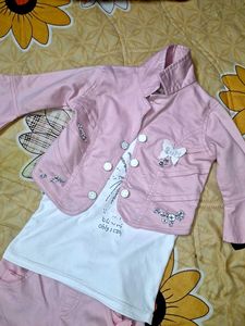 Baby Girl Top Pant With Jacket Set