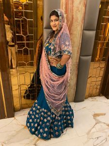 Blue Embroidered Lehenga Choli Set