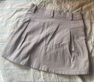 Light Grey Cargo Pleated Mini Skirt