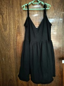 Black V-Neck Mini Dress