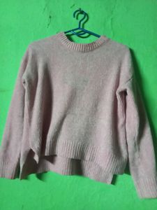 High Low Baby Pink Sweater/ Crop Sweat Top
