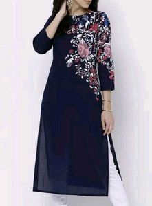 Floral Print Navy Blue Kurti