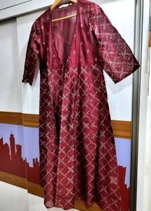 Maroon Embroidered Kurta Jacket For Dandiya