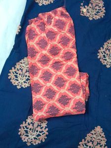Navy Blue Printed Kurti with Pants