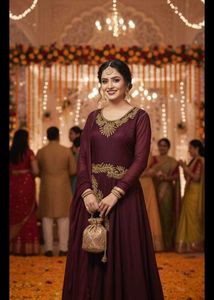 Elegant Maroon Embroidered Anarkali