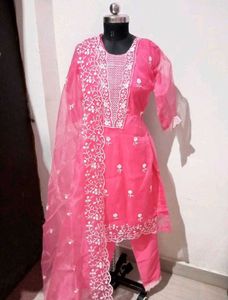Pink Embroidered Kurta Set