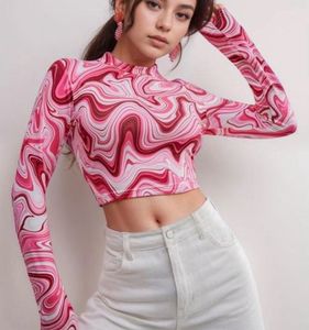Trendy Pink Swirl Crop Top