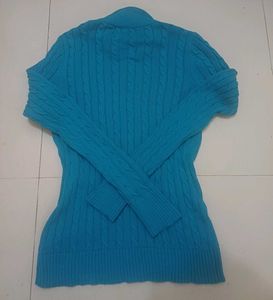 Ralph Lauren Blue Cable Knit Zip Up Sweater