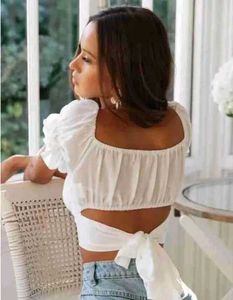 Whimsical Fairy Core Back Tie Crop Top