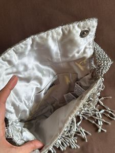 Zara Silver Beaded Evening Bag