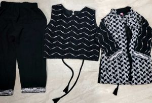 Party Wear Black &amp; Silver Embellished  Beby Outfit
