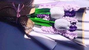 Crochet  Tulips And Lavender Flower Bouquet 💐