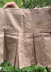 Tan Pleated Mini Skirt