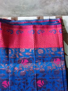 pink and neavy blue colour saree