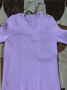 Lilac Ribbed Knit Top