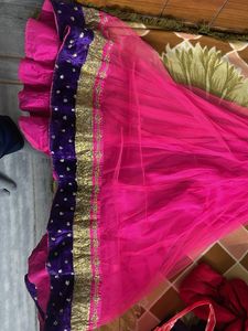 Purple Velvet &amp; Pink Lehenga Choli
