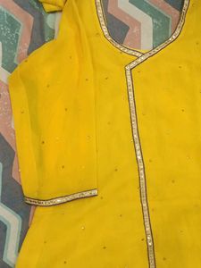 Yellow Embellished Kurti Top