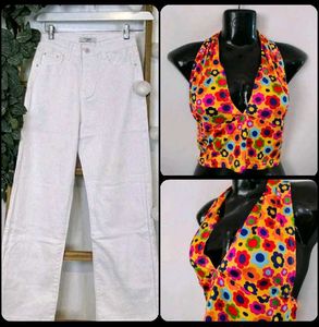 Urbanic - Dress &amp; Top + White denim Trouser