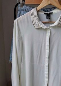 H&amp;M Embellished Collar Blouse
