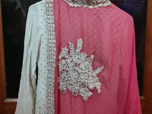 Beautiful Pink &amp; White Dress For Girls