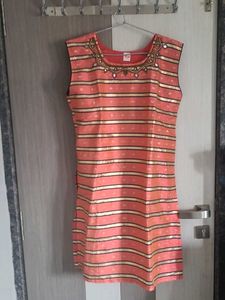 Striped Embroidered Kurti