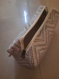 Grey Makeup Pouch And Elephant Print 3 Compartment