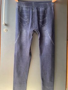 Distressed Denim Print Jeggings