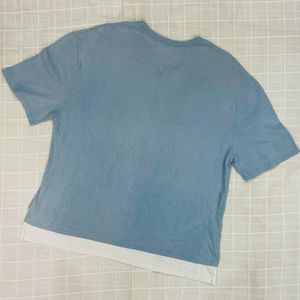 Blue Layered Hem T-Shirt