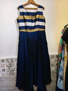 Elegant Blue &amp; Gold Ethnic Gown Large/ XL Size